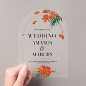 Fancy Tropische Bloemen Bruiloft Welkom Acryl Uitnodigingen (Insitu (Draagbaar))
