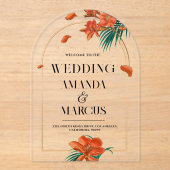 Fancy Tropische Bloemen Bruiloft Welkom Acryl Uitnodigingen (Voorkant)