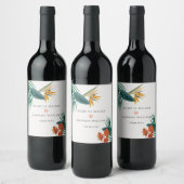 Fancy Tropische Bruiloft Wijn Etiket (Flessen)