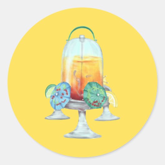 Fancy Tropische Drank voor Kippen Ronde Sticker (Voorkant)