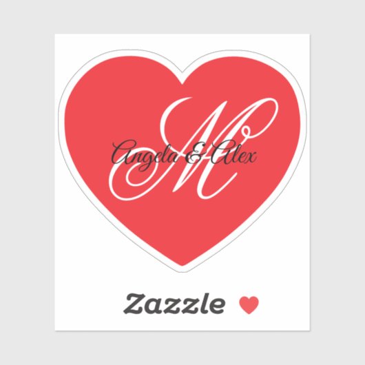 Fancy Trouw Monogram Rode Hart Sticker (Vel)