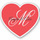Fancy Trouw Monogram Rode Hart Sticker (Voorkant)
