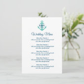 Fancy trouwmenu met nautisch bootankerlogo menu (Staand voorkant)
