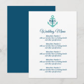 Fancy trouwmenu met nautisch bootankerlogo menu (Voorkant / Achterkant)