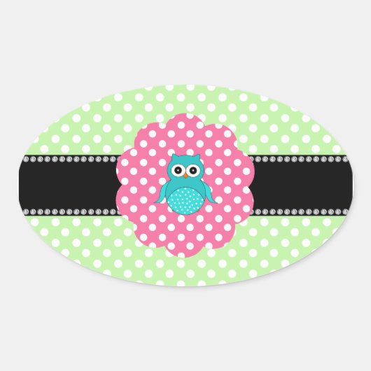 Fancy turkooisuil ovale sticker (Voorkant)