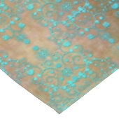 Fancy turquoise boven bruin damast tafelkleed (Gekanteld)