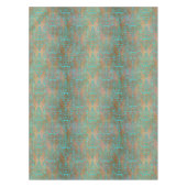 Fancy turquoise boven bruin damast tafelkleed (Voorkant)