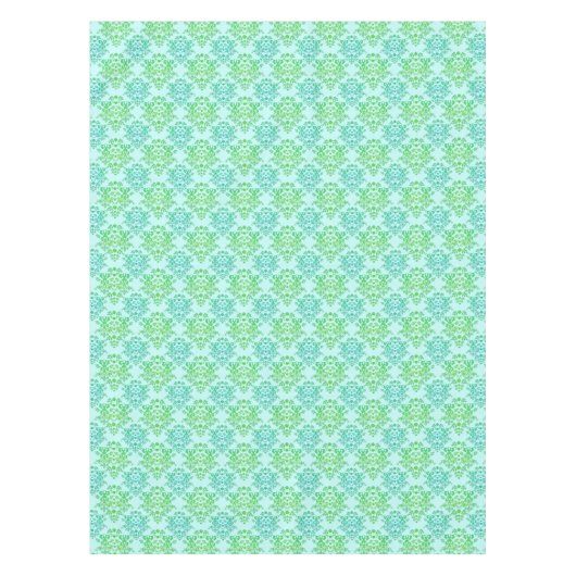 Fancy Turquoise Groen Damast Patroon Tafelkleed (Voorkant)