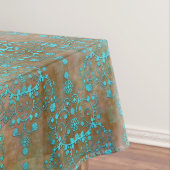 Fancy Turquoise over Bruine Damast Tafelkleed (Voorbeeld)