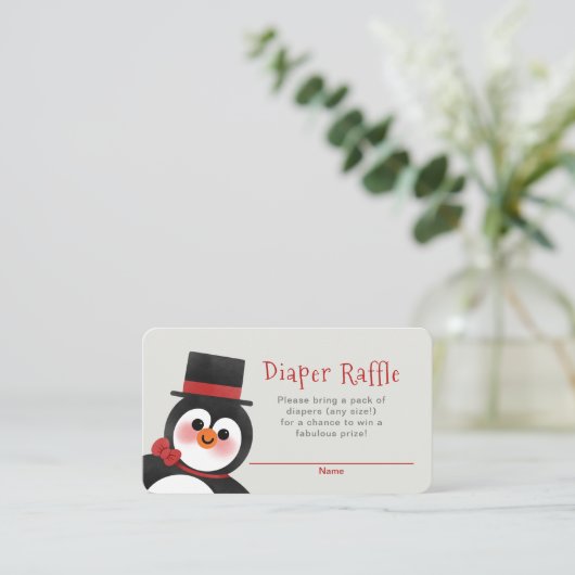 Fancy Tuxedo Penguin Baby shower Diaper Raffle Informatiekaartje (Staand voorkant)