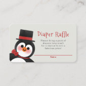 Fancy Tuxedo Penguin Baby shower Diaper Raffle Informatiekaartje (Voorkant)