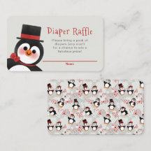 Fancy Tuxedo Penguin Baby shower Diaper Raffle