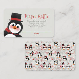 Fancy Tuxedo Penguin Baby shower Diaper Raffle Informatiekaartje