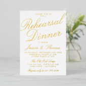 Fancy Typografie Weddenschappen Rehearsal Dinner R Folie Uitnodiging (Staand Voorkant)