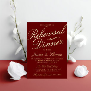 Fancy Typografie Weddenschappen Rehearsal Dinner R Folie Uitnodiging