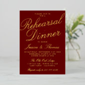 Fancy Typografie Weddenschappen Rehearsal Dinner R Folie Uitnodiging (Staand Voorkant)