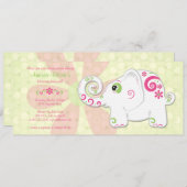 Fancy uitnodiging tot het Baby shower van olifante (Voorkant / Achterkant)