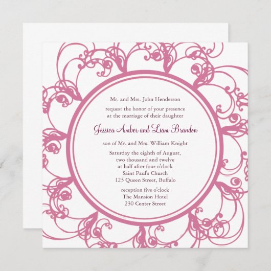 Fancy uitnodiging tot het huwelijk van Floral (Voorkant / Achterkant)