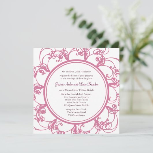 Fancy uitnodiging tot het huwelijk van Floral (Staand voorkant)