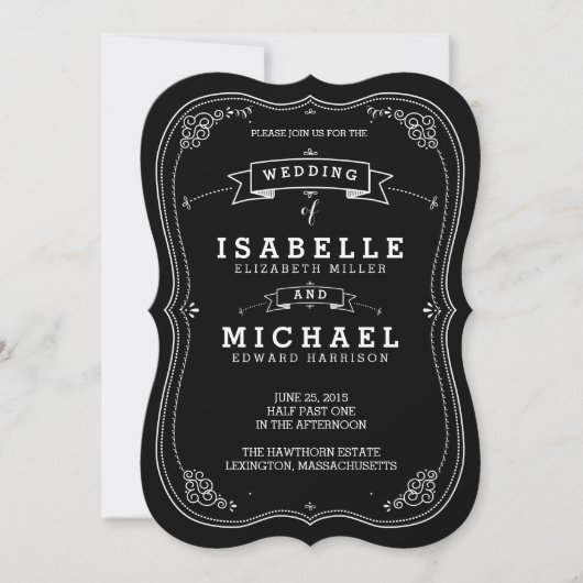 Fancy uitnodiging tot weduwschap met Chalkboard (Voorkant)