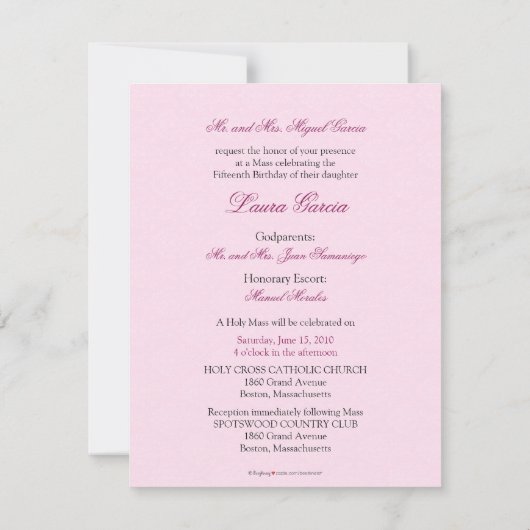 Fancy uitnodiging van Ball Gown Quinceanera (paars (Achterkant)