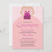 Fancy uitnodiging van Ball Gown Quinceanera (roze) (Voorkant)