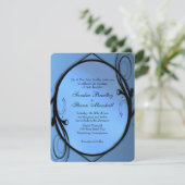 Fancy uitnodiging voor blauwe bruiloft (Staand voorkant)