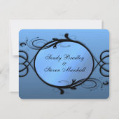 Fancy uitnodiging voor blauwe bruiloft (Achterkant)