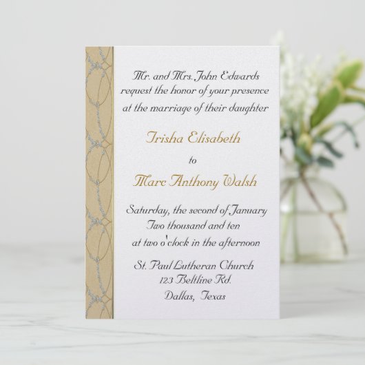 Fancy uitnodiging voor bruiloft (Staand voorkant)