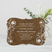 Fancy uitnodiging voor bruin lederen bruin bruin b (Staand voorkant)