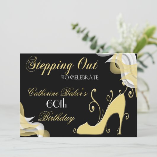 Fancy uitnodiging voor een 60e verjaardag van de v (Staand voorkant)