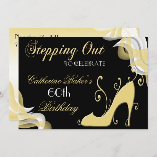 Fancy uitnodiging voor een 60e verjaardag van de v (Voorkant / Achterkant)