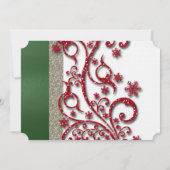 Fancy uitnodiging voor een rood en groen kersthuwe (Achterkant)