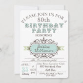 Fancy uitnodiging voor Elegant Blue en White Birth (Voorkant)