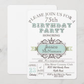 Fancy uitnodiging voor Elegant Blue en White Birth (Voorkant / Achterkant)