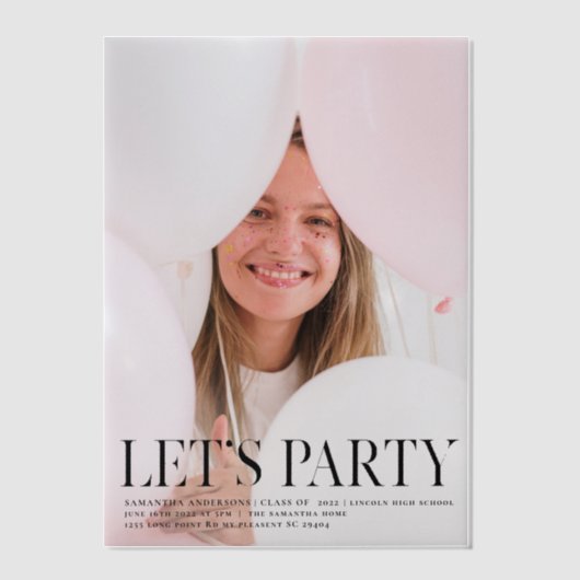 Fancy uitnodiging voor foto-Afstudeerder | Laten w (Voorkant)