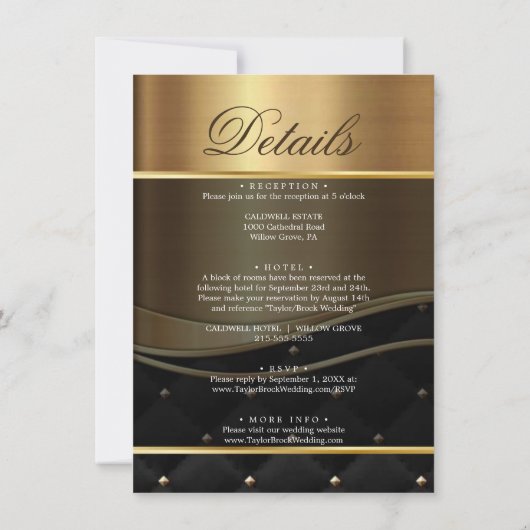 Fancy uitnodiging voor goudfotobruiloft in penseel (Achterkant)