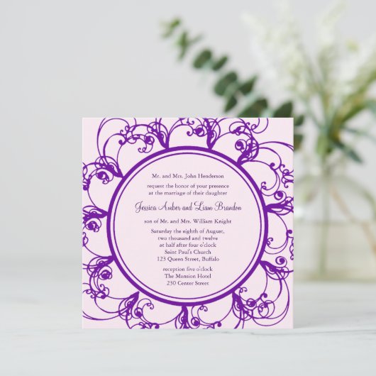 Fancy uitnodiging voor het huwelijk van Floral (pa (Staand voorkant)