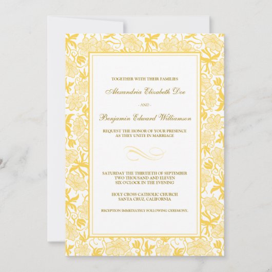 Fancy uitnodiging voor het huwelijk van Floral Yel (Voorkant)