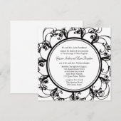 Fancy uitnodiging voor het huwelijk van Floral (zw (Voorkant / Achterkant)