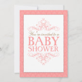 Fancy uitnodiging voor het roze Baby shower (Voorkant)