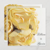 Fancy uitnodiging voor weddenschappen met gele roz (Voorkant / Achterkant)