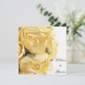 Fancy uitnodiging voor weddenschappen met gele roz (Staand voorkant)