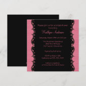 Fancy uitnodiging voor zwarte & roze sierstrip in  (Voorkant / Achterkant)