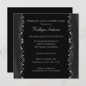 Fancy uitnodiging voor zwarte & zilvertrim in brid (Voorkant / Achterkant)