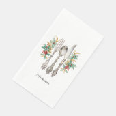 Fancy vakantie zilverwerk gepersonaliseerd papier  servet (Hoek)