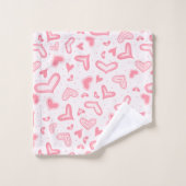 Fancy Valentijn harten roze badhanddoek set Bad Handdoek (Wasdoekje)