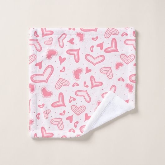Fancy Valentijn harten roze badhanddoek set Bad Handdoek (Wasdoekje)