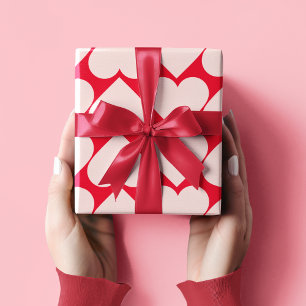 Fancy Valentijnse rode en roze hartritmepatroonver Cadeaupapier