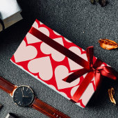 Fancy Valentijnse rode en roze hartritmepatroonver Cadeaupapier